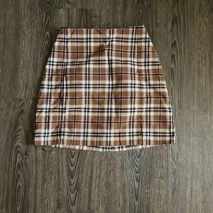 Brown Plaid Skirt